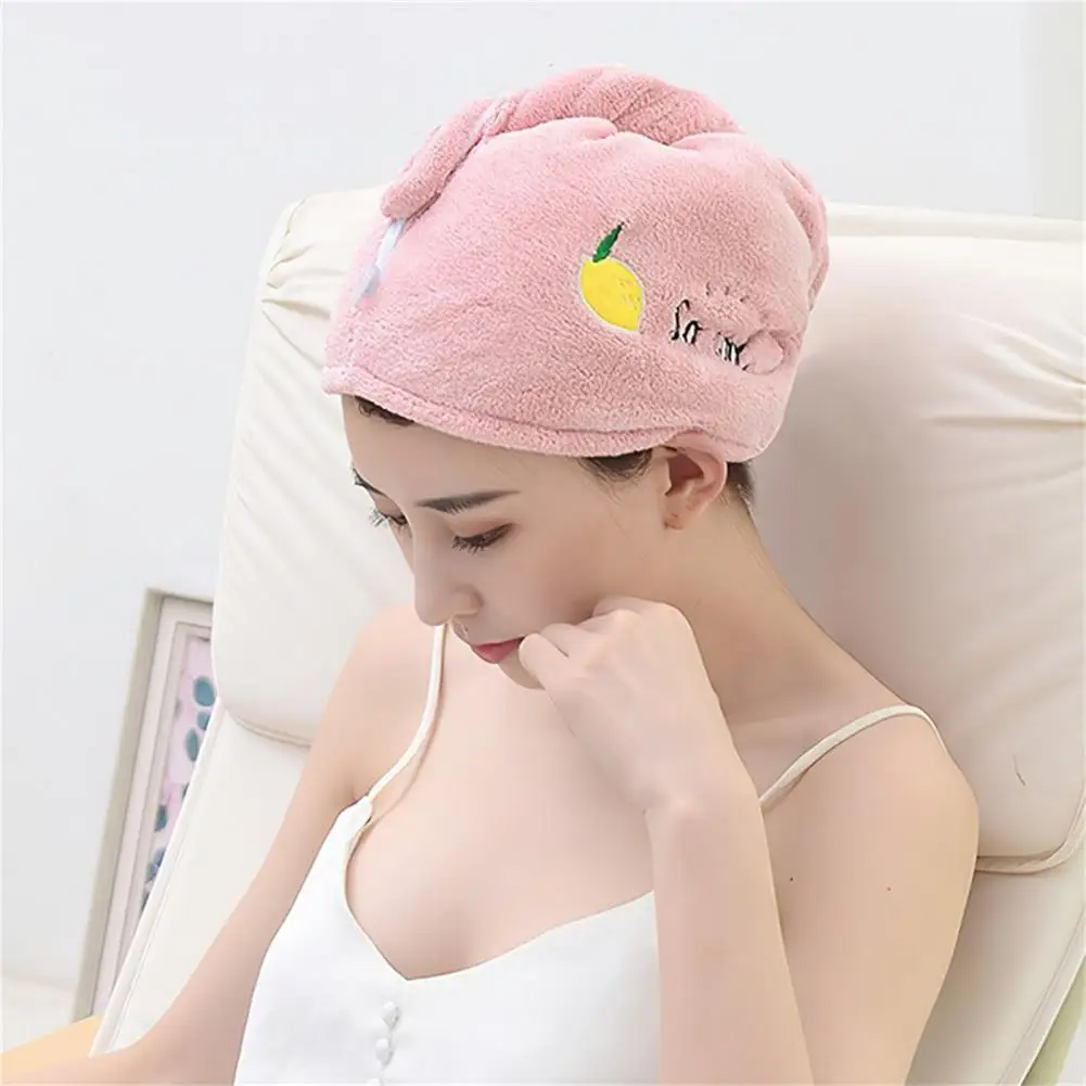 

Great Hair Towel Embroidery No Odor Hair Drying Hat Adults Women Cartoon Microfiber Towel