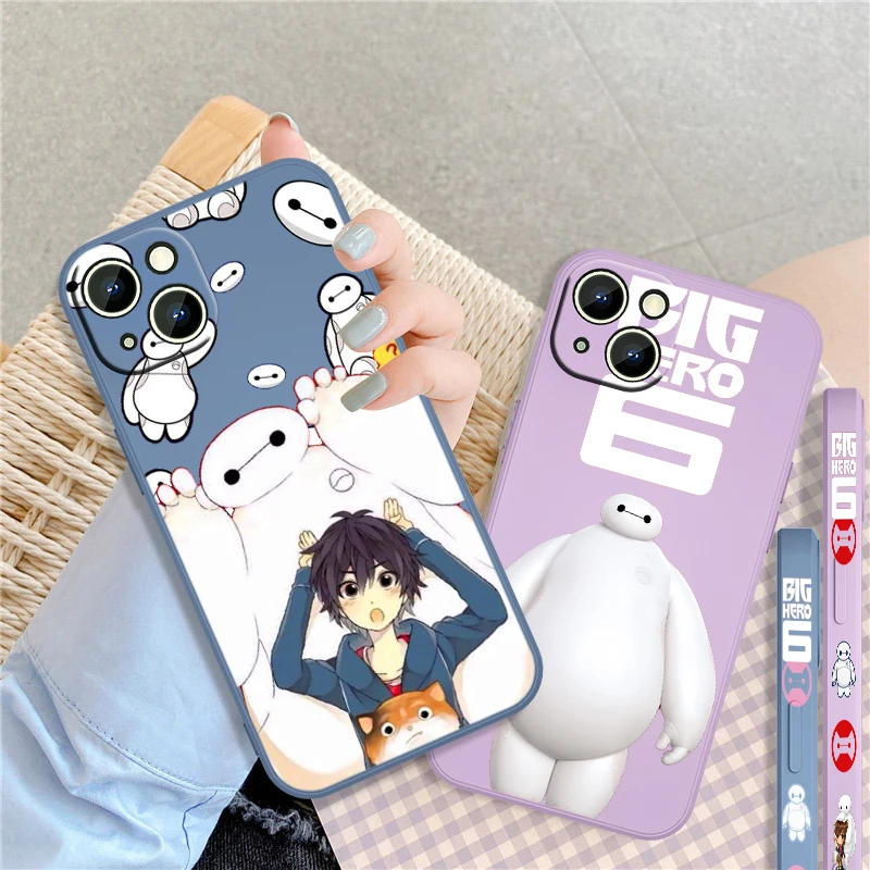 

Disney Big Hero 6 Cute For Apple iPhone 13 12 Mini 11 XS Pro Max X XR 8 7 6 Plus SE 2020 Liquid Left Rope Soft Phone Case