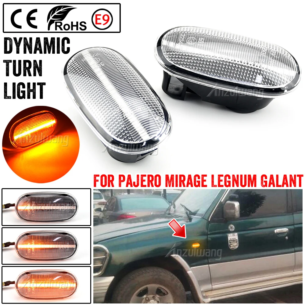 

2Pcs Smoked LED Side Marker Turn Signal Sequential Blinker indicator Lights For Mitsubishi Pajero Mirag Legnum Gelent 1998-2005