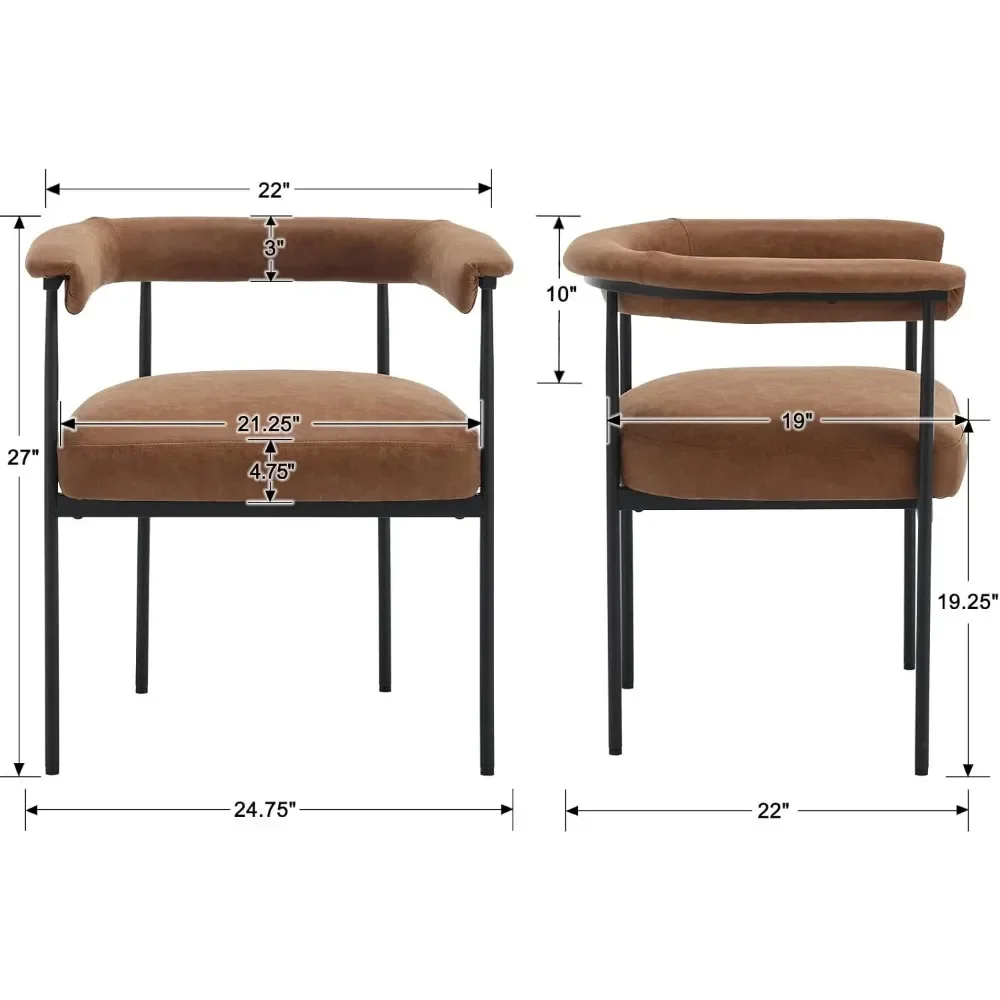 Набор из 4 обеденных стульев со спинкой-бочонком черный металлический каркас