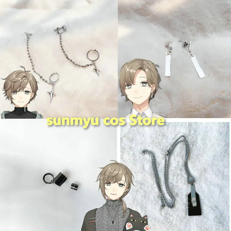 Vtuber Cosplay Kuzuha серьги-клипсы Ожерелье Косплей Аксессуары Реквизит