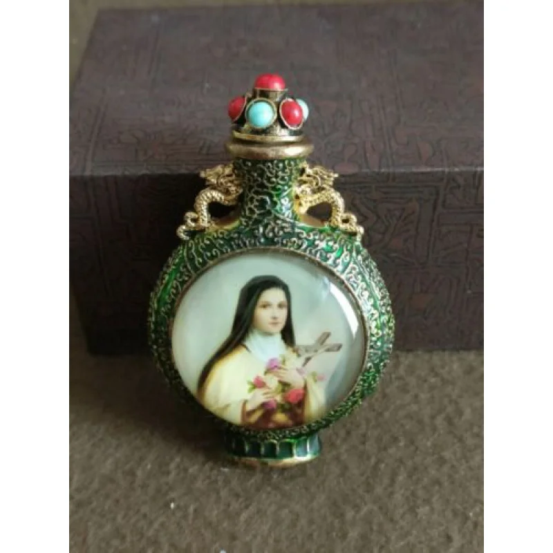 

Antique Chinese Carved Snuff Bottle Collection Inlaid Painted Pretty Woman Lotus