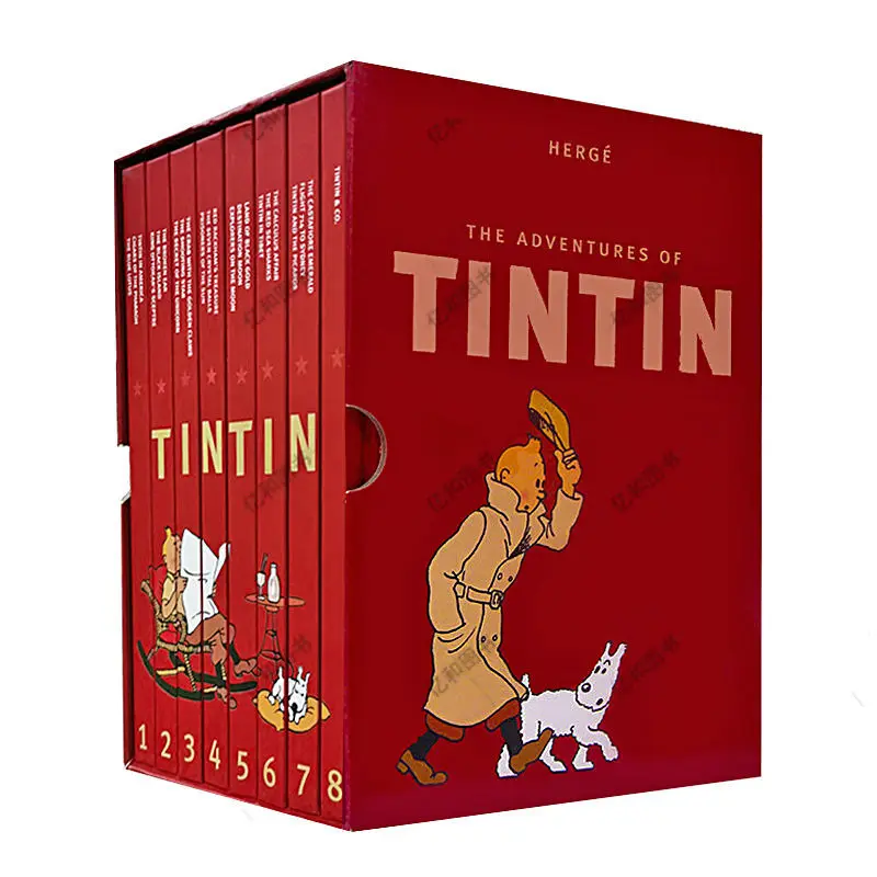 8 Books/Set New English version of the original The Adventures of Tintin Hardcover full set Collector Edition Tintin Collection