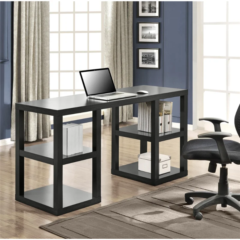 

Double Pedestal Computer Desk, Black Furniture