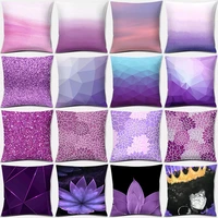 square pillowcase home office decor purple geometric floral text print collection pattern pillowcase