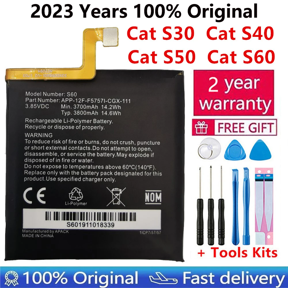 100% Original Replacement battery For Caterpillar Cat S40 S50 S60 CUBA-BL00-S50-000 458002-S40  APP-12F-F57571-CGX-111 batteries