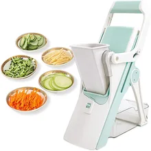 Mandolin Multi-Function Vegetable Cutter Food Chopper Grater Slicer Safe Kitchen Gadgets With Container & 5 Replaceable Blades