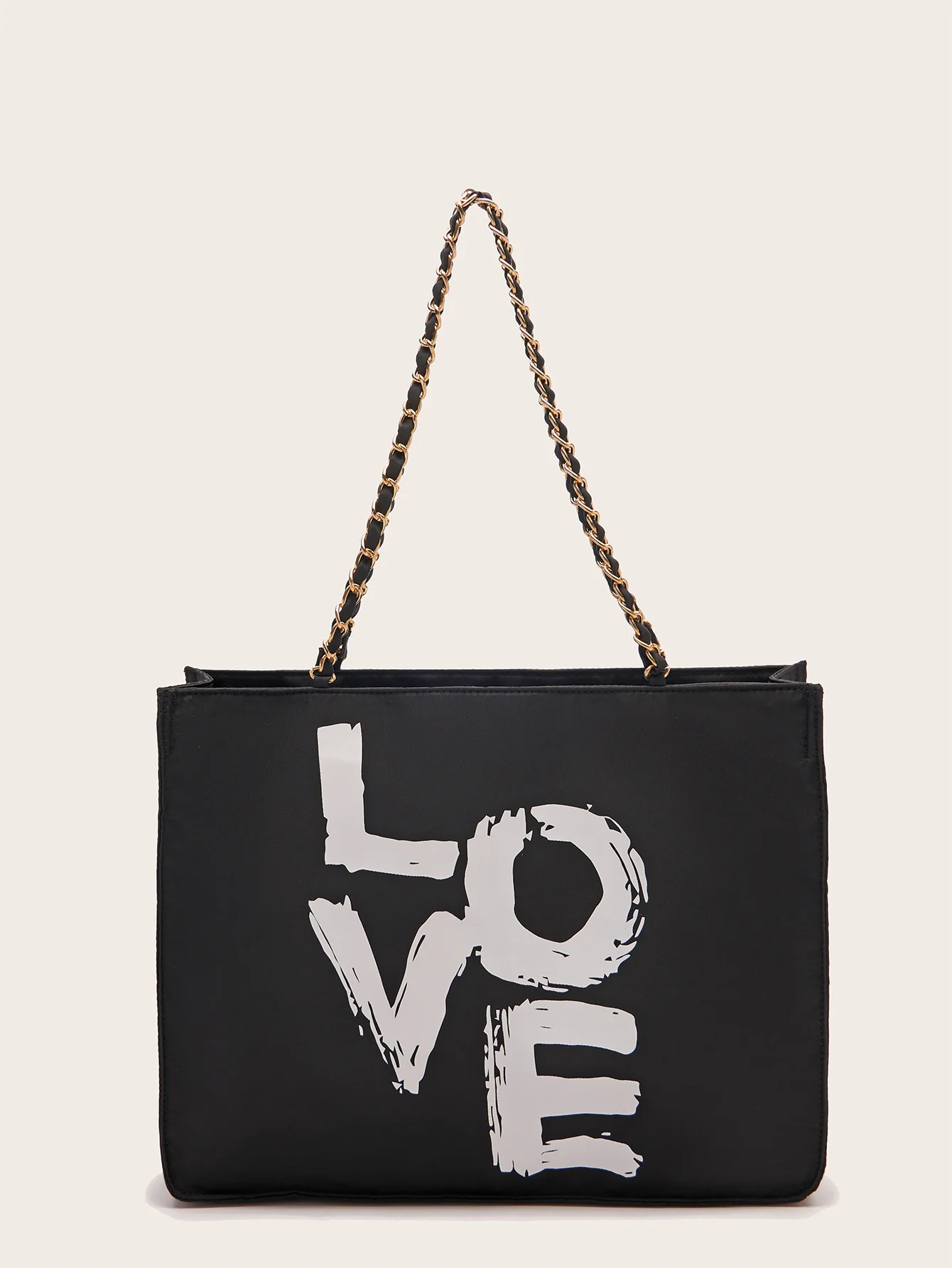 

Japan and Korean Style Big Shoulder Bags Canvas Chains Crossbody Bags For Women Large Capacity Letter Shopper Handbag and Purses