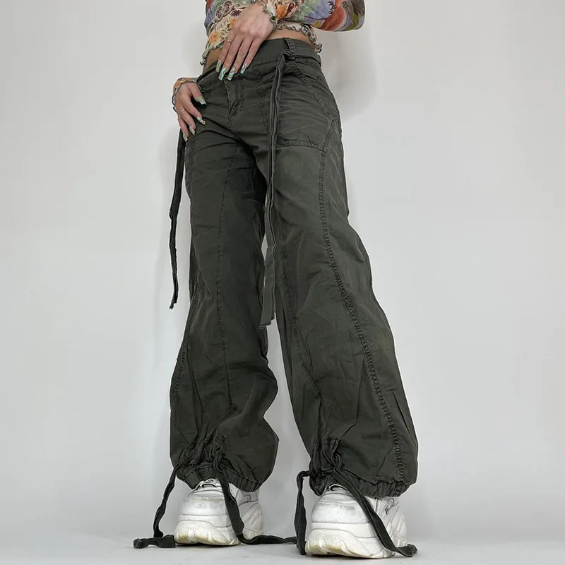 

WeiYao Casual Cargo Pant High Waist Vintage Streetwear Baggy Jeans BF Women Oversized High Street Sexy y2k Straight Trouser
