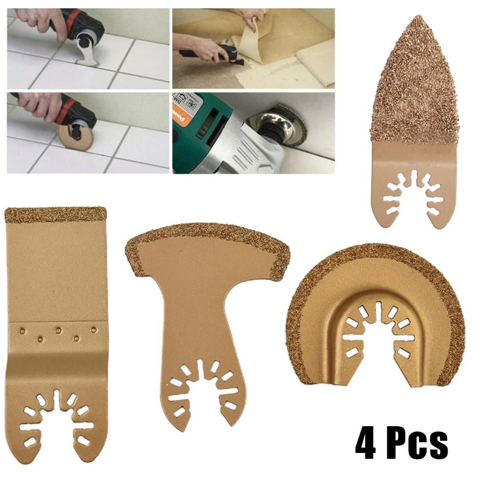 

4Pcs/Set Cement Ceramics Cutting Renovator Tools Carbide Oscillating Saw Blade Quick Change Multi Tools Universal Interface