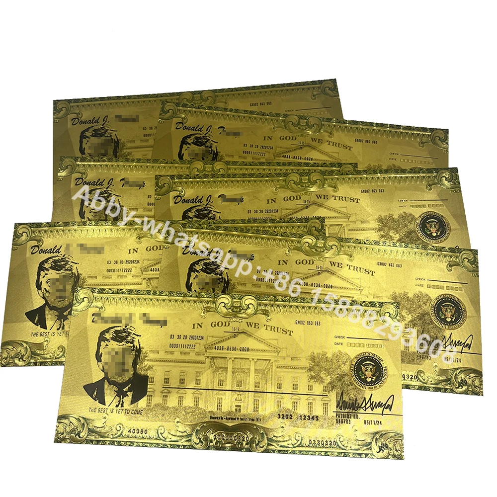 Под заказ, 22 см * 10 см, Большая фотография «Дональд» Трамп Золотой чек банкноты США Президент Трамп Патриот карточка билет для коллекции