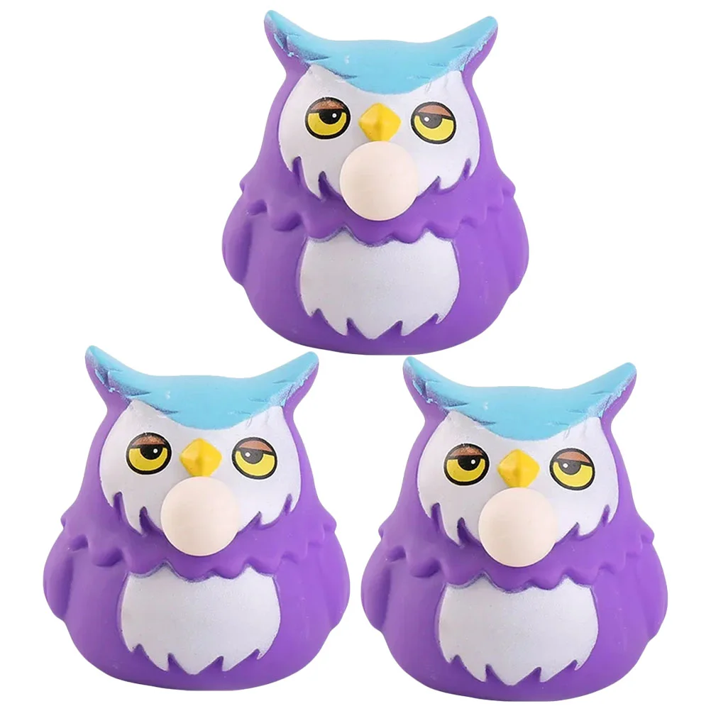 

3 Pcs Pinch Music Owl Stretchy Toys Reusable Squeeze Elastic Cute Anger Tpr