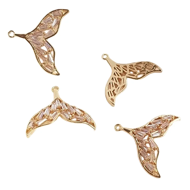 

Gold Plated Brass Fish Tail Zircon Charms For Jewelry Making DIY Handmade Pendants Earrings Necklaces Craft Accessories Supplies
