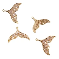 gold plated brass fish tail zircon charms for jewelry making diy handmade pendants earrings necklaces craft accessories supplies