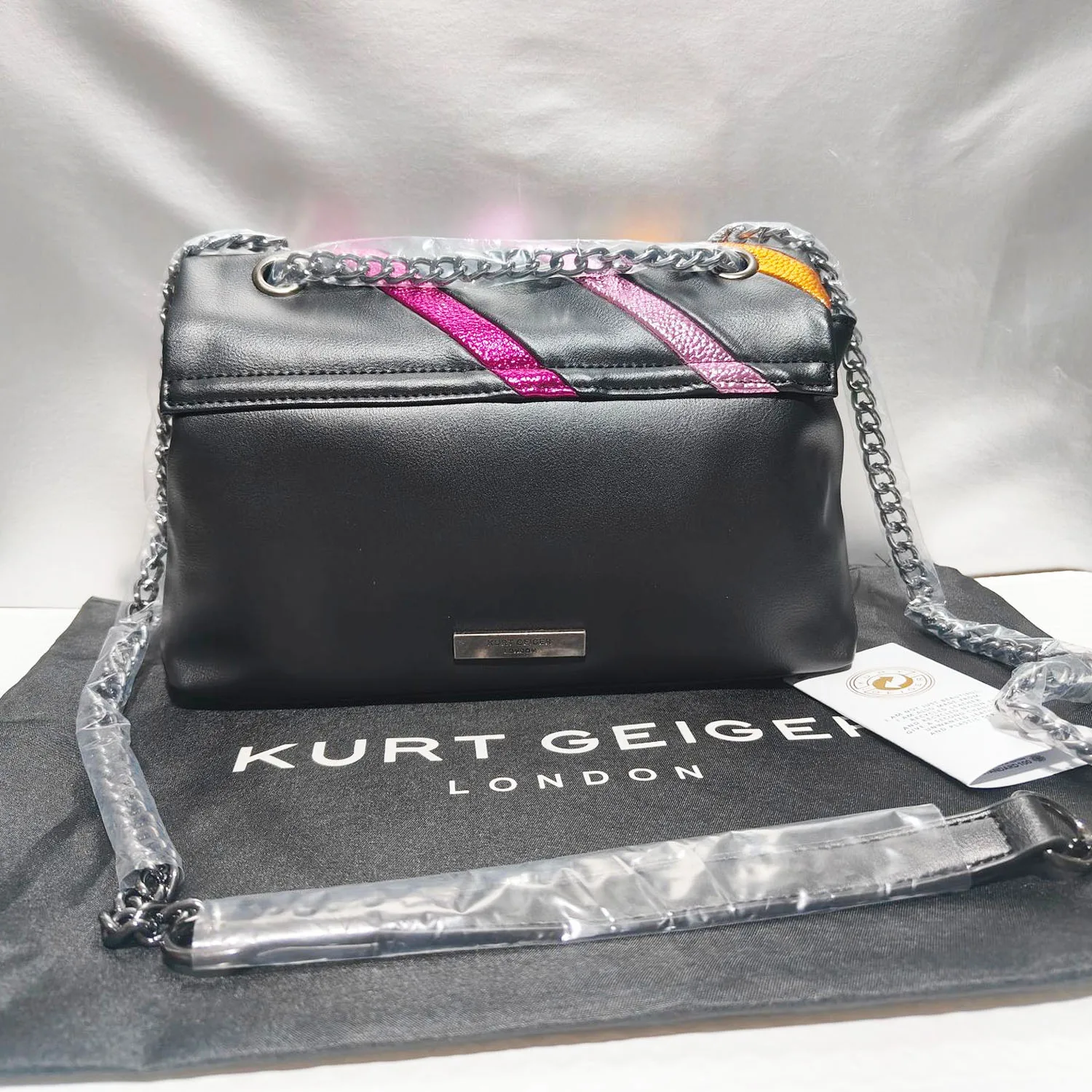 2023 New Kurt G London Rainbow Patchwork Women Purse Eagle Icon Bird Head On Front Flap Jointing Colorful Cross Body Bag