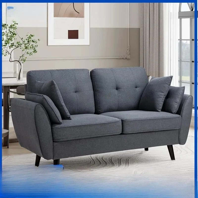 Диван Тканевый Shintenchi 63 дюйма для гостиной Глубокое Сиденье с низкой спинкой 4