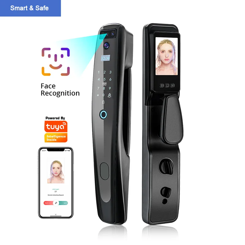 

3D Face Recognition Wifi Tuya APP Smart Door Lock With Camera Fully Automatic Electronic Fingerprint Password Door Lock