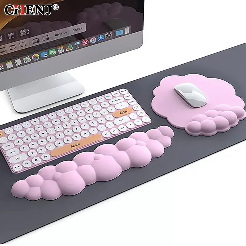 

Cloud Mouse Keyboard Wrist Rest Soft Leather Memory Foam Wrist Support Cushion For Easy Typing Pain Relief Ergonomic Anti-Slip