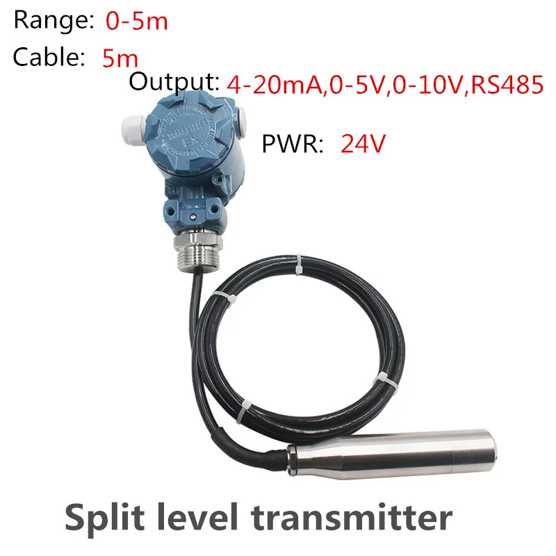 Split Type Automatic Liquid Level Sensor level Transmitter Water Oil Pressure Transducer 4-20mA 1-5V 0-10V Output RS485 QDY60A