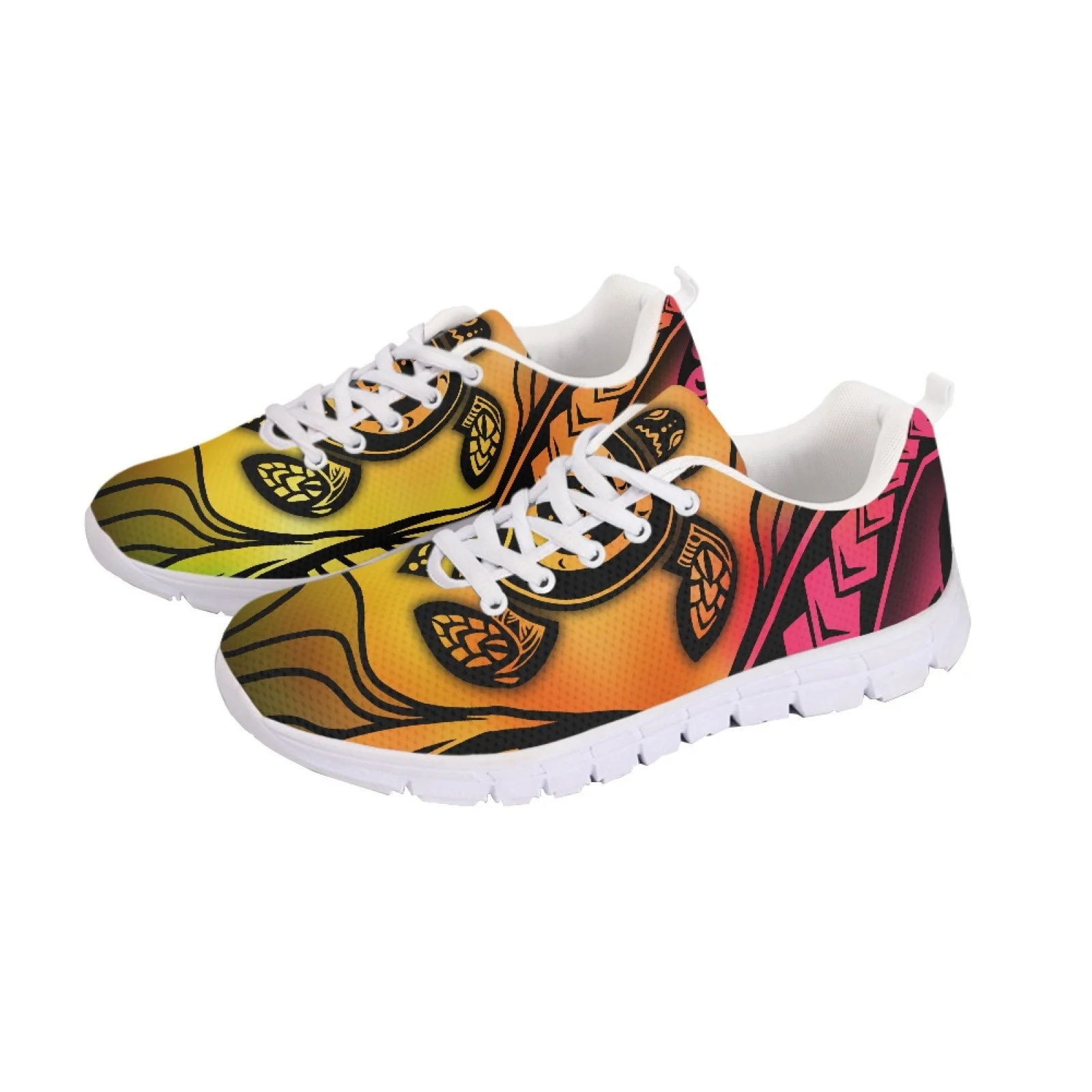 

Polynesian Tribal Pohnpei Totem Tattoo Prints Men Women Breathable Mesh Running Shoes Comfortable Soft-Soled Lace-Up Trainers