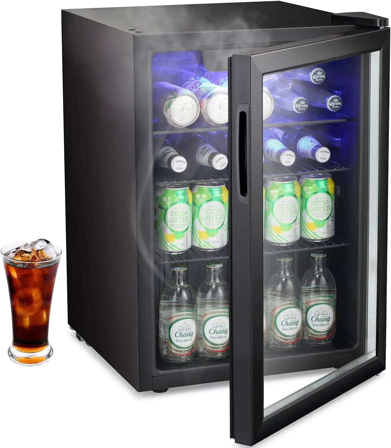 

Beverage Refrigerator Wine Cooler with Glass Door, Adjustable Shelves Touch Screen for Soda Beer Bar/Office/Home