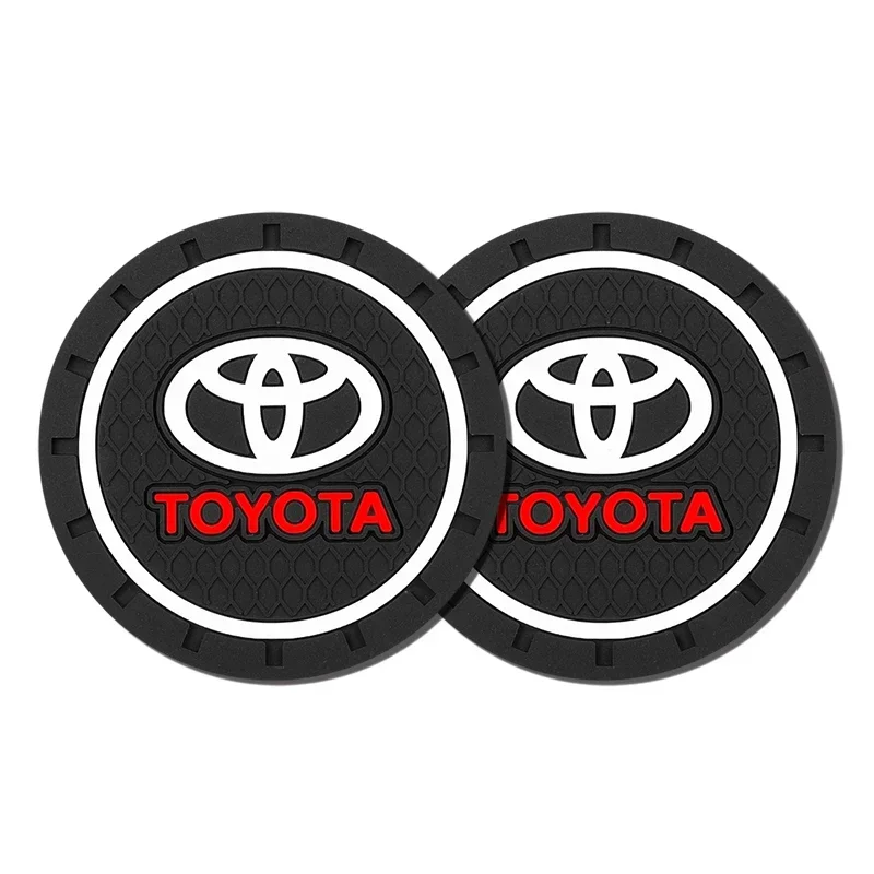 

2 шт., противоскользящая автомобильная подставка для воды с логотипом автомобиля, резиновый коврик, держатель для бутылок, подставка 7,2 см для Toyota Camry Chr Corolla Rav4 Highlander