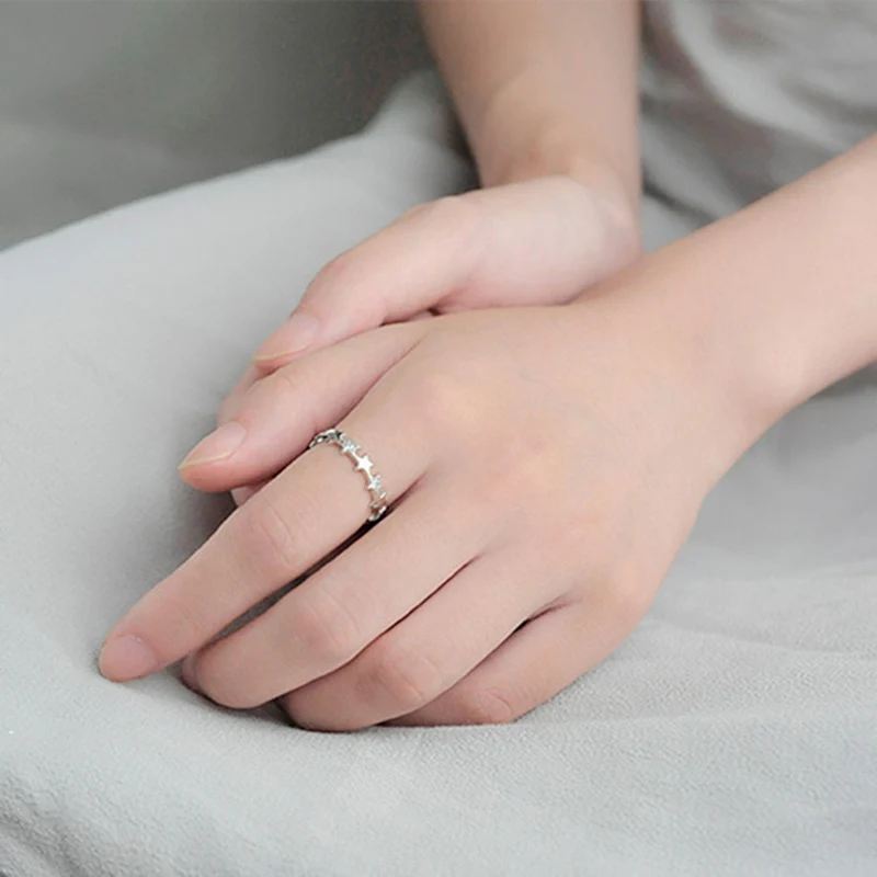 

VENTFILLE Silver Color Zircon Star Korean Open Ring for Women Girl Appointment Gift Simplicity Shining Jewelry Dropshipping