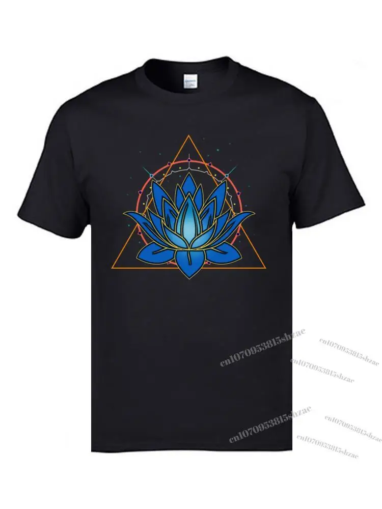 

Geometry Triangle Lotus Flower Tops Shirts O-Neck 100% Cotton Men T Shirts Unique Tops Shirt 20189New Fashion T-Shirts