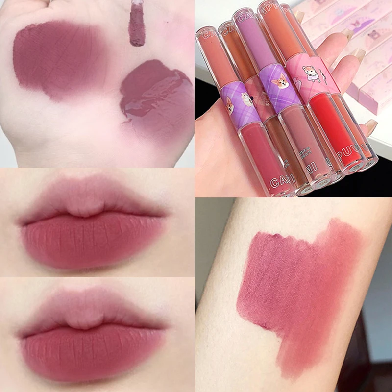 

6 Colors Double Head Non-Stick Cup Liquid Lipsticks Velvet Matte Lip Gloss Moisturizing Long Lasting Lip Glaze Makeup Cosmetics