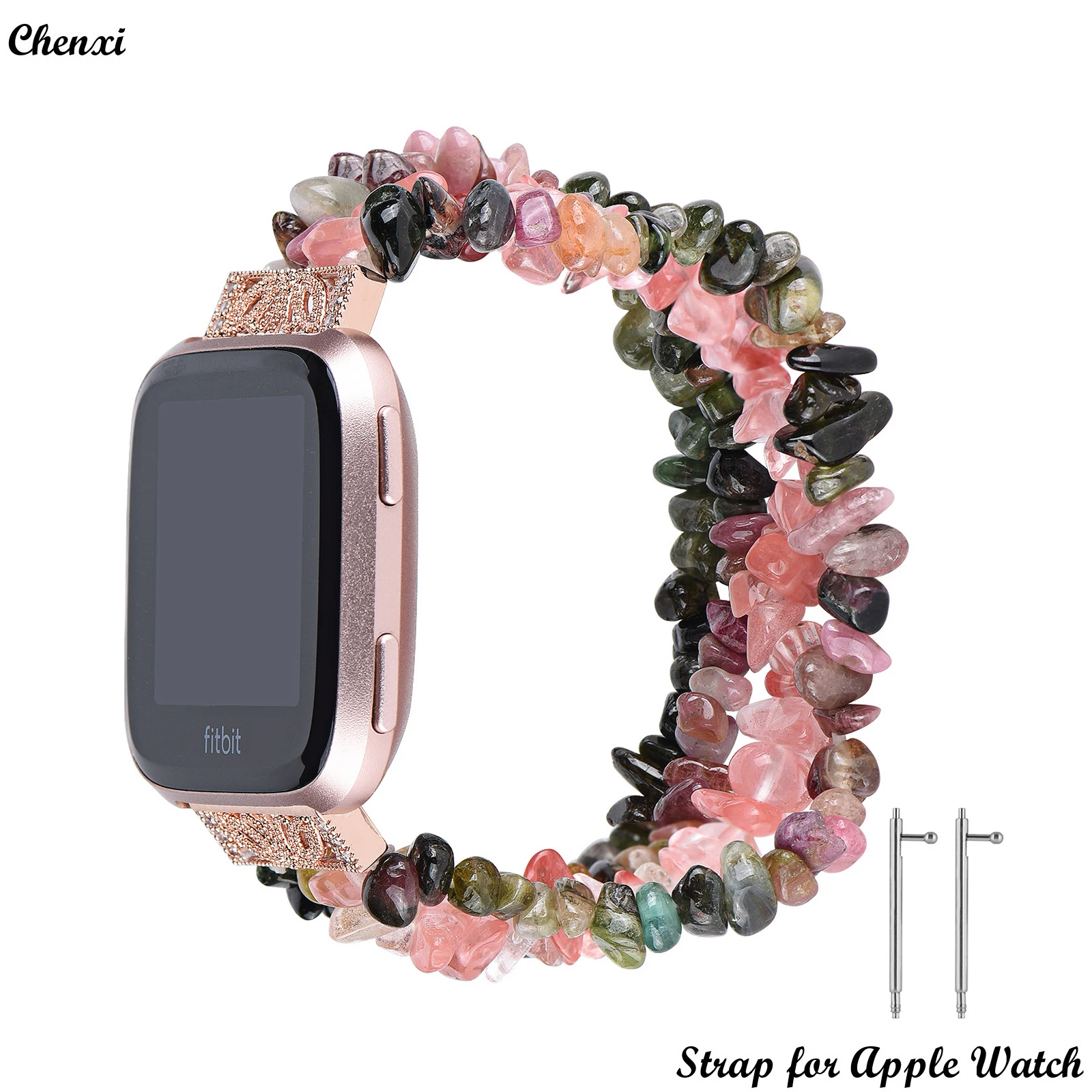 Fashion jewelry strap for Fitbit versa2  women Irregular rough stone bracelet chain for versa lady Contrasting color Agate wrist
