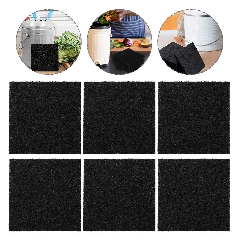 

6pcs Trash Bin Filters Garbage Can Filtering Cushions Compost Bin Filters (Black)