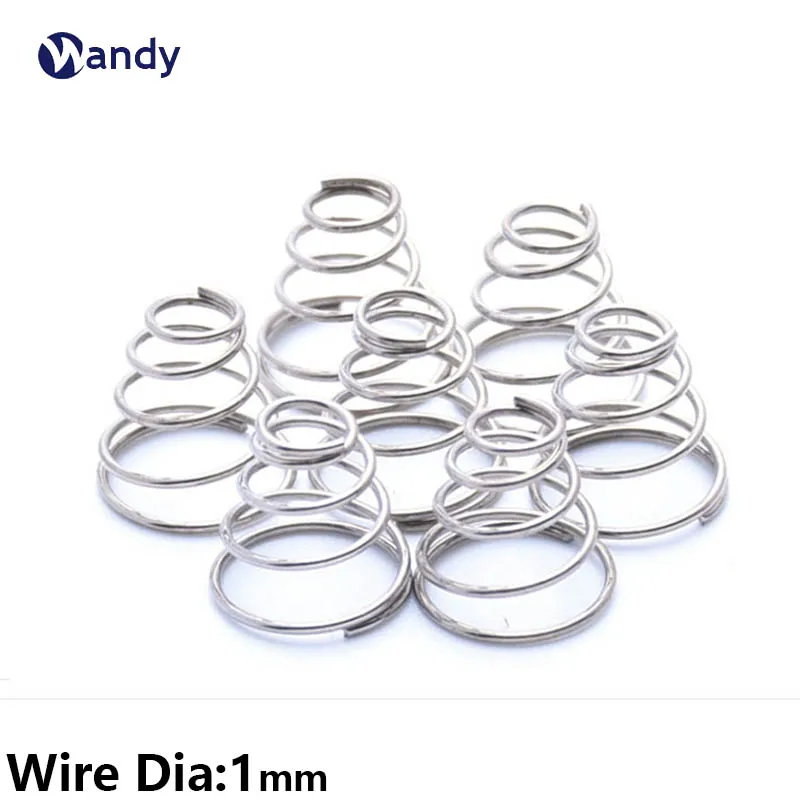 

1Pc 304 Stainless Steel Conical Cone Compression Spring Tower Springs Taper Pressure Spring Wire Diameter 1mm