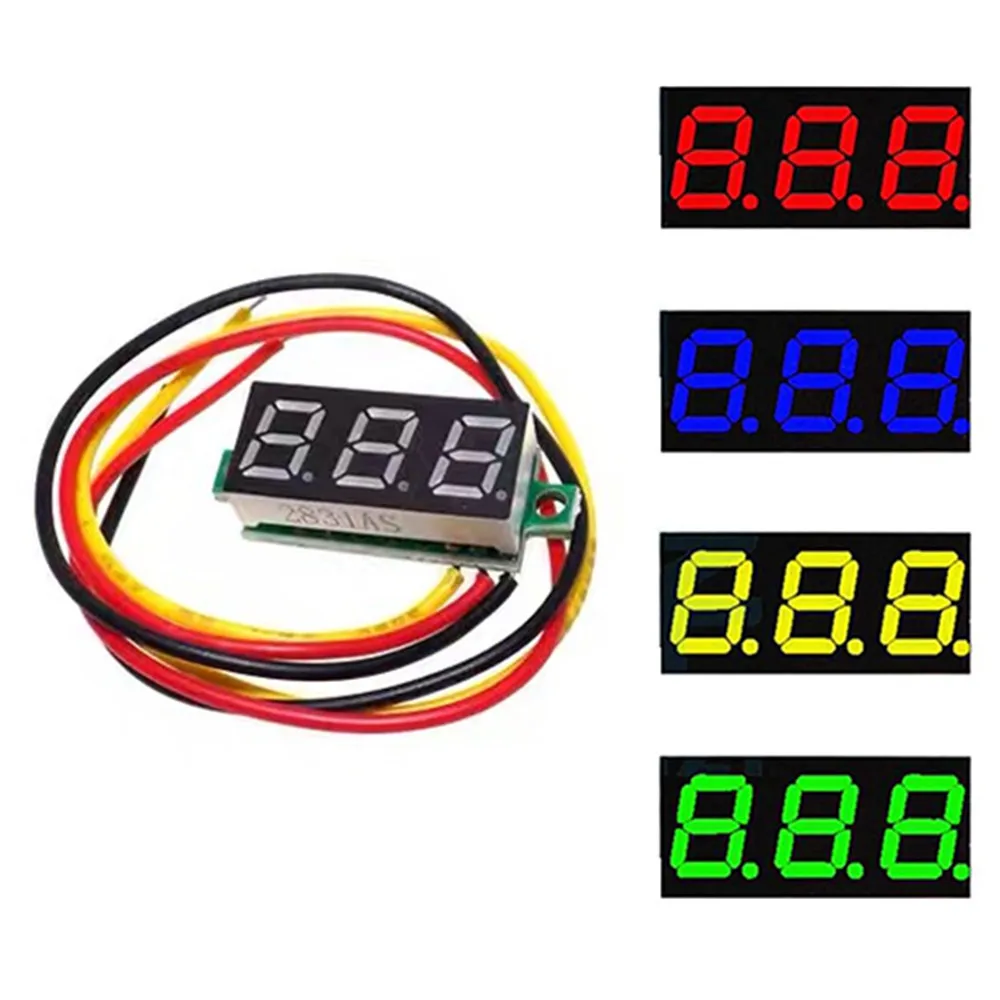 

3 wires Mini Digital Voltmeter Voltage Tester Meter 0.36Inch 2.5V-30V Red/Blue/yellow/green Voltage Panel Meter LED Display