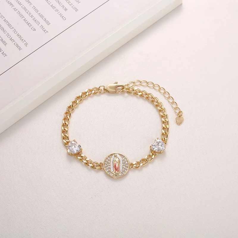 Серая Птица Сердце Циркон Дева Мария мама женские модные религиозные браслеты