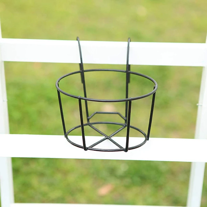 Balcony Flower Stand European Style Wrought Iron Railing Potted Plant Hanging Window Sill Wall Mount(Black)