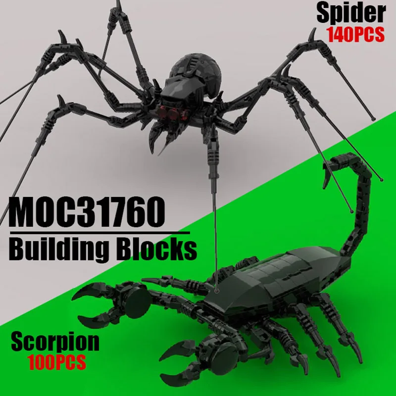 

MOC Black Spider Model Building Blocks Kit Scorpion Animals Insect Pets Bricks Assemble Toys Boys Gift