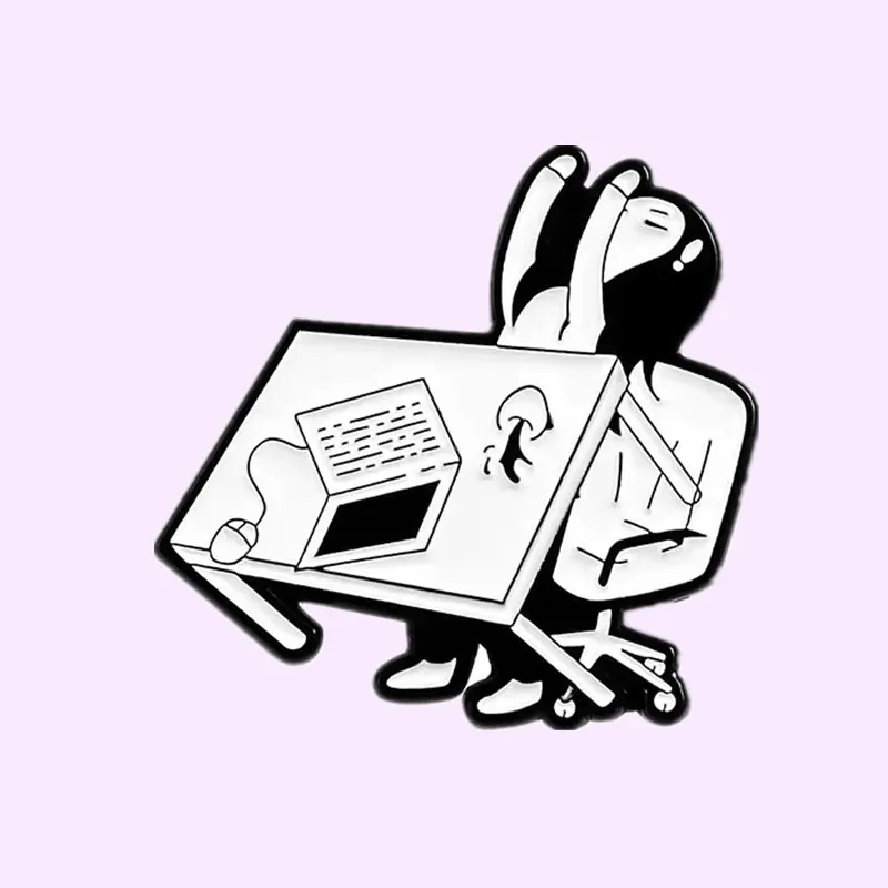 Я устал от работы! Эмалированные булавки для офисных девушек с подъемом стола, женское украшение, булавка для лацкана, оптовая продажа