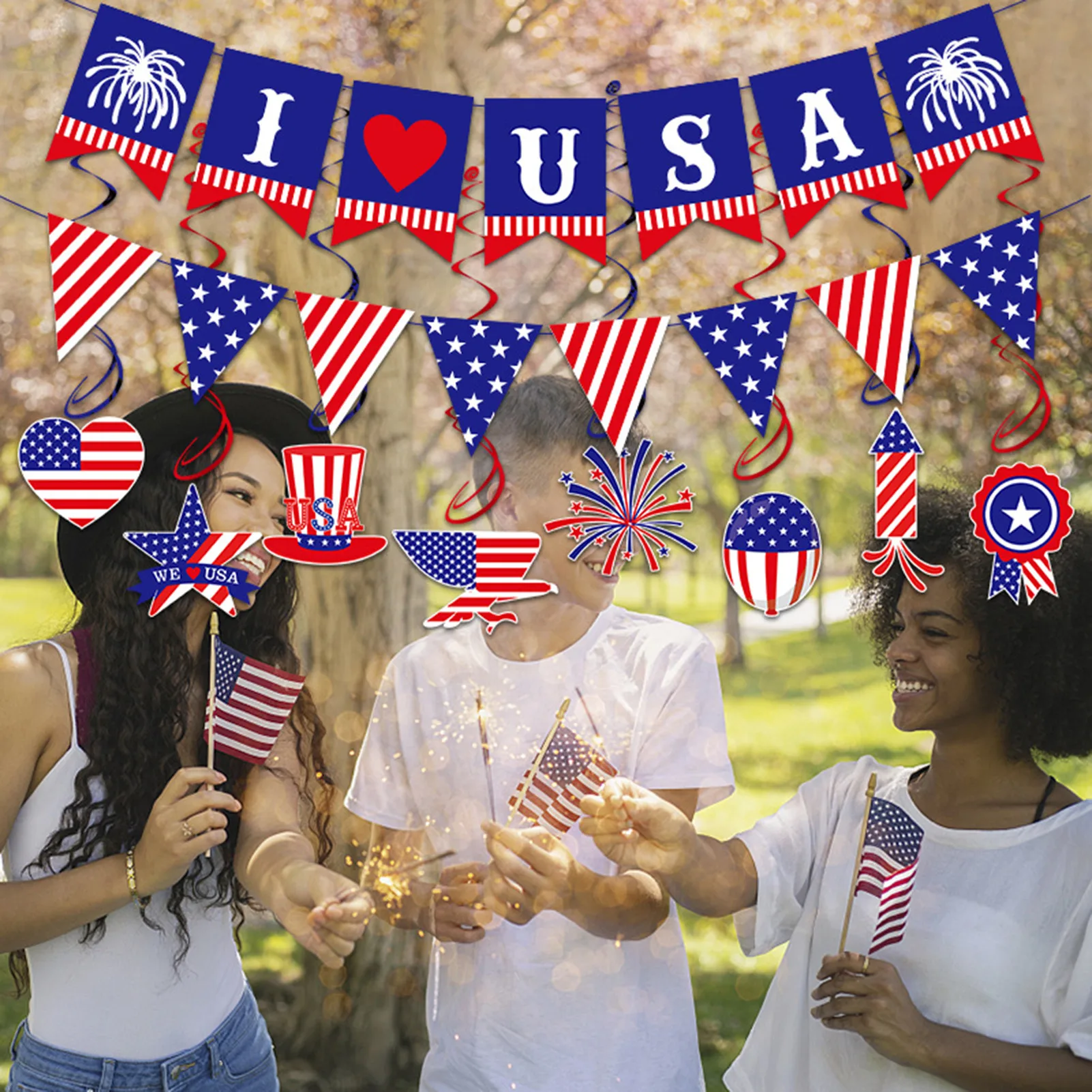 Праздничное подвесное украшение на День независимости 4 июля подвесные