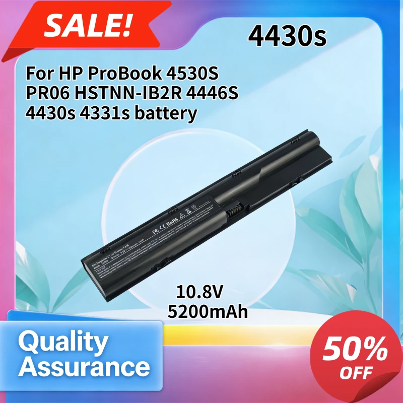 Фото Высококачественный аккумулятор емкостью 5200 мАч, совместимый с HP ProBook 4530S PR06 HSTNN-IB2R 4446S 4430s 4331s. №1
