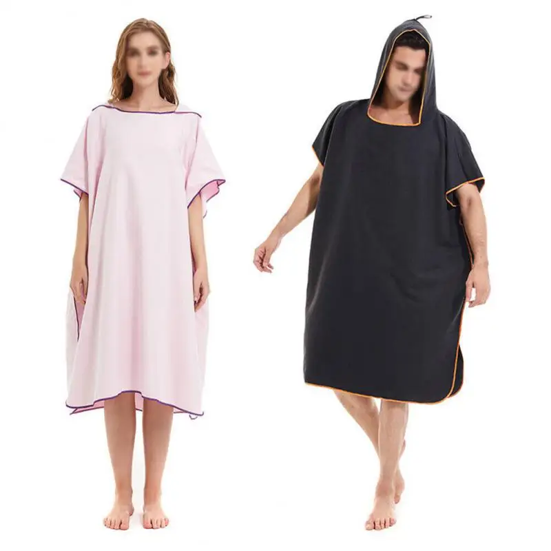 

Plain Color Cloak Cape Portable Absorbing Water Quick-drying Bath Towel Double-sided Pullover Beach Bathrobe Adult Bathrobe