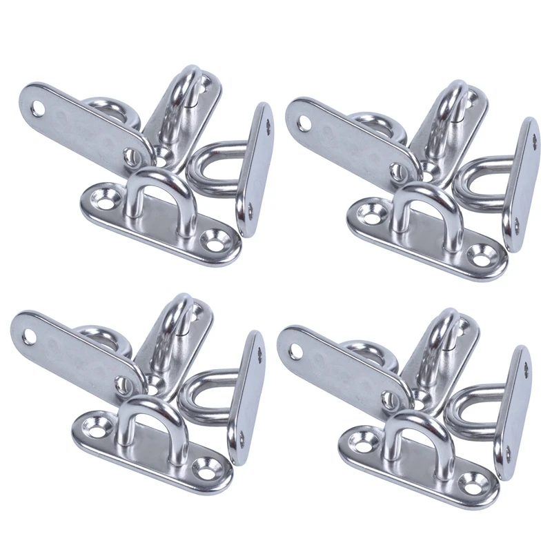 

Hot 12Pcs 5Mm 304 Stainless Steel Oblong Pad Eye Plate Staple Ring Hook