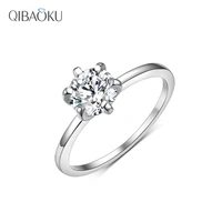 classic petite moissanite 14k white gold plated engagement ring for women with center round moissanite jewelry wedding rings