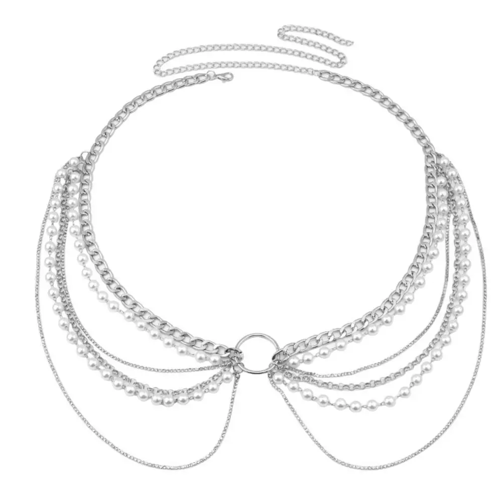 Модная поясная цепочка со стразами винтажный готический пояс с жемчугом