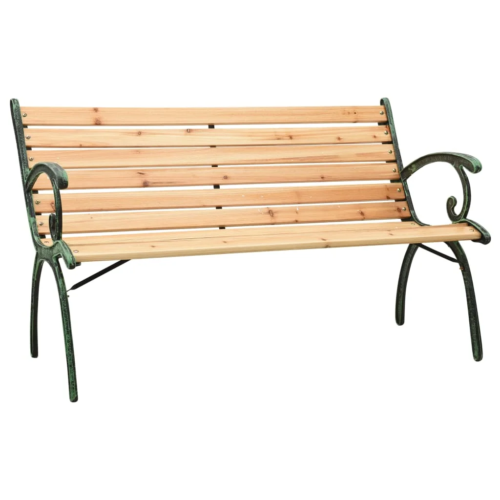 

Garden Bench, Cast Iron and Solid Firwood Outdoor Seat Chair, Patio Furniture 123 x 54 x 77 cm