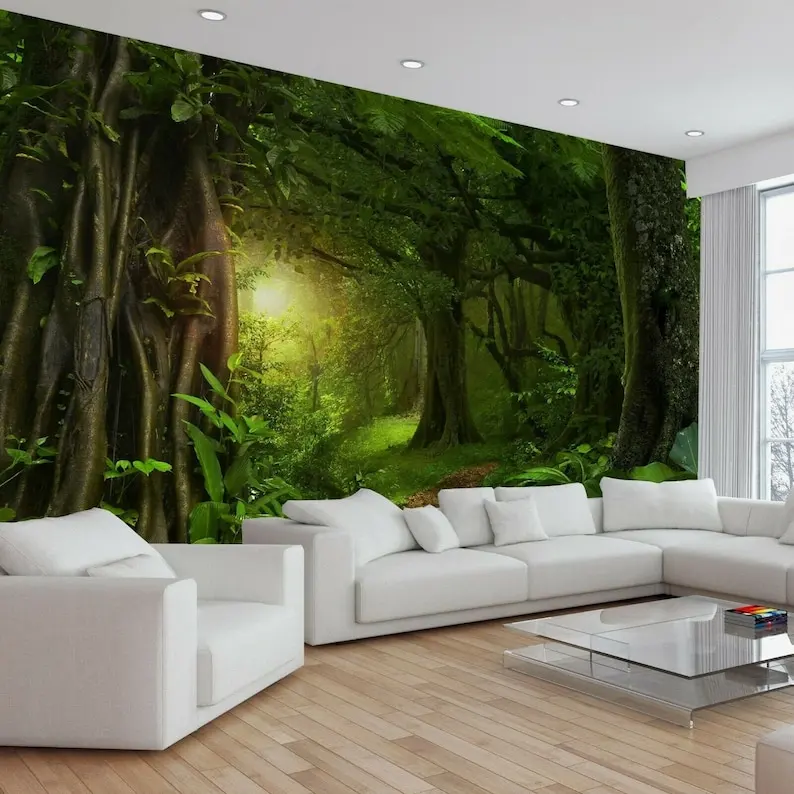 

Trees Sunlight Jungle Forest Plants Nature Wallpaper Mural Photo Room Poster wall covering, wall decoration