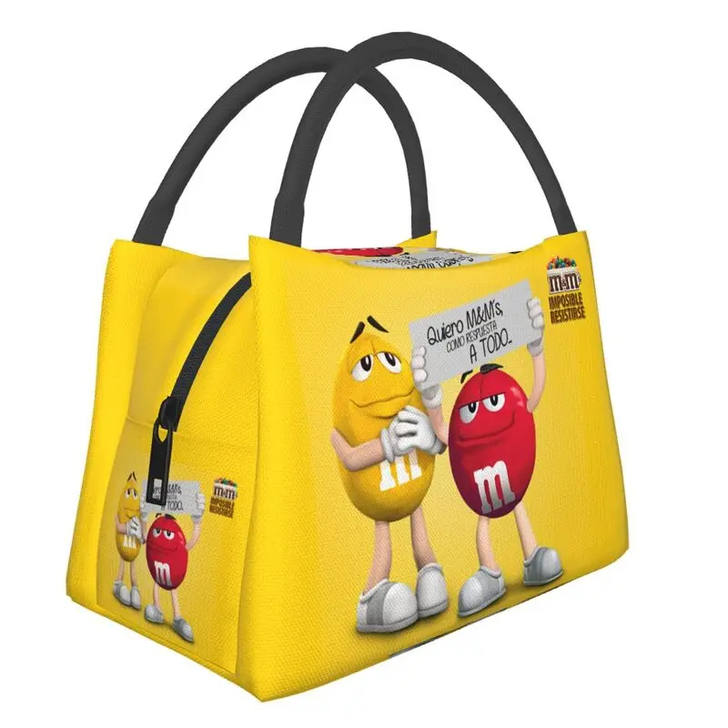 

M&M's Chocolate Emoticons Portable Lunch Boxes Candy Chocolate Cooler Thermal Food Insulated Lunch Bag Office Work Container