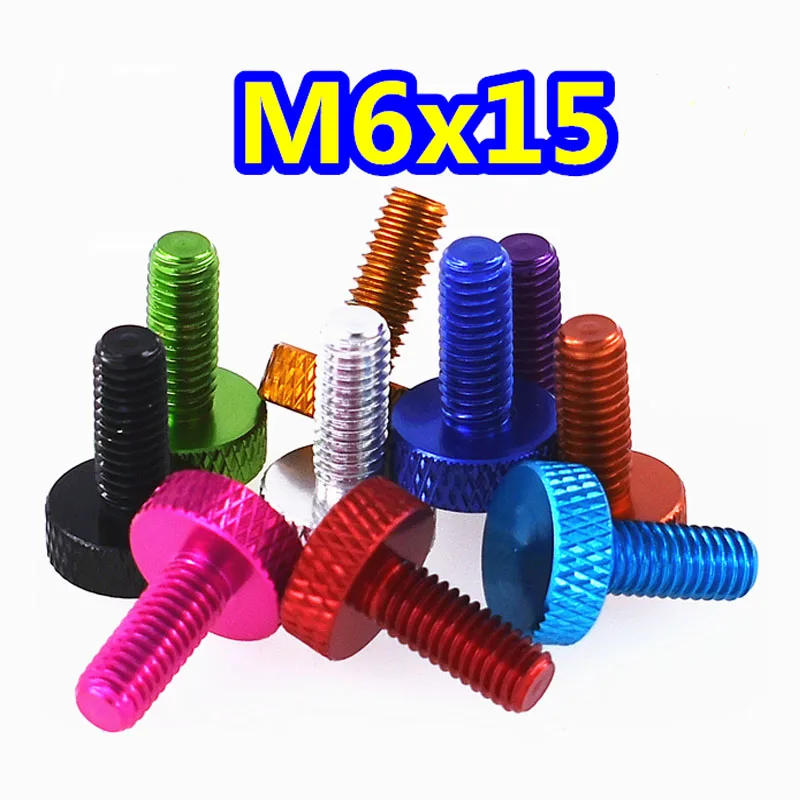 1 шт.-10 шт. m6x10 мм/15 мм/20 мм/30 мм цветной алюминиевый сплав плоская головка накатанный ручной винт для большого пальца анодированный чехол для компьютера