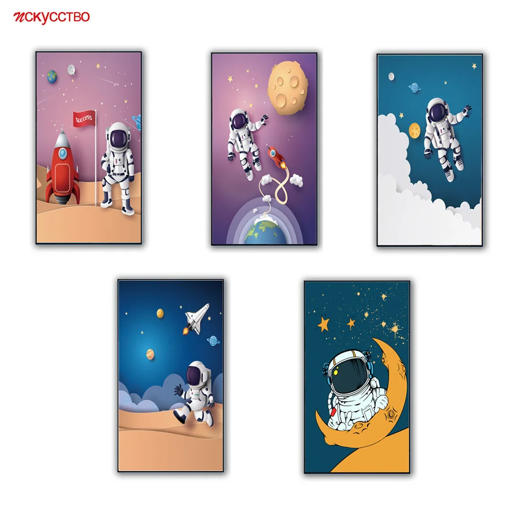 

Children Astronaut Square Mural Led Wall Lamp For Living Room Cabinets Study Kids Corridor Home Decoration Sconce Light Fixtures