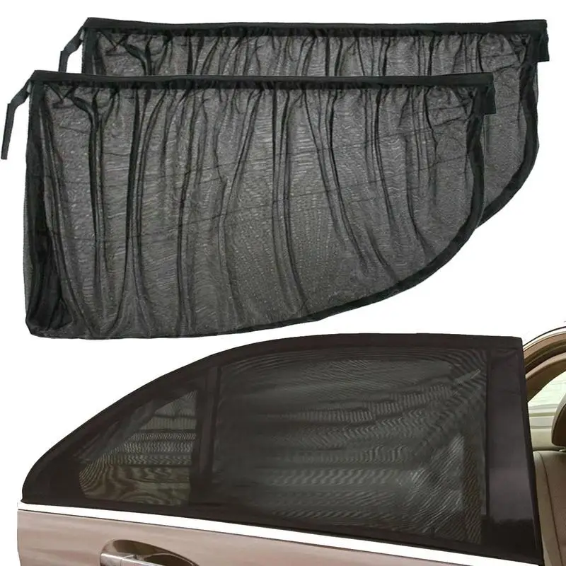 

2pcs Car Sunshade Screen Window Car Window Anti-mosquito Net Sunshade Breathable Thermal Insulation Curtain Sunscreen Screen Net