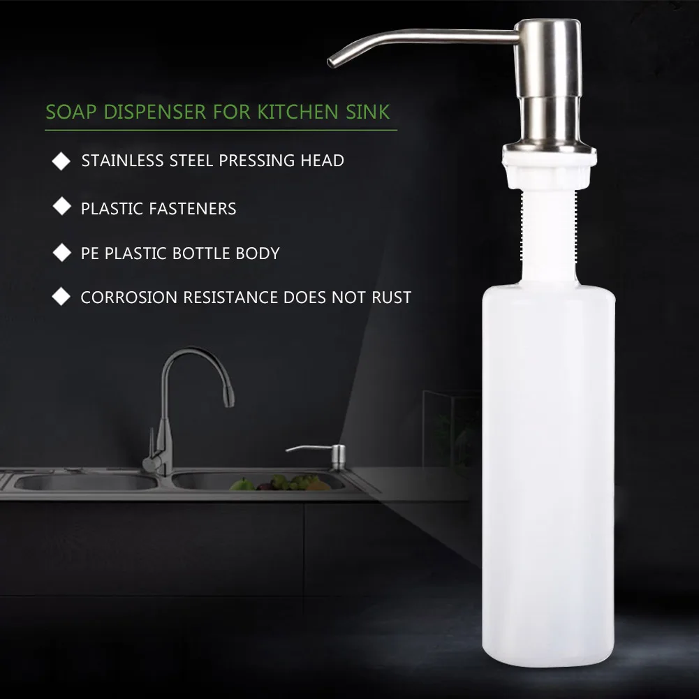 

300ml Sink Liquid Soap Pump Bottle Stainless Steel Head Hand Sanitizer Organizer Case Household Kitchen Soap Dispensers